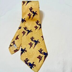 VTG Robert Talbott for Robert Vance Men's Tie Hand Sewn Silk Pheasants USA Made‎